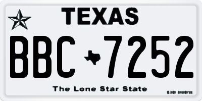 TX license plate BBC7252