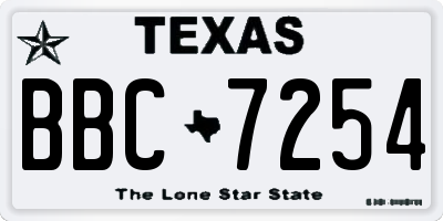TX license plate BBC7254