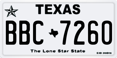 TX license plate BBC7260
