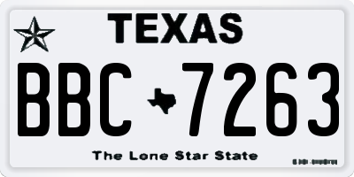 TX license plate BBC7263