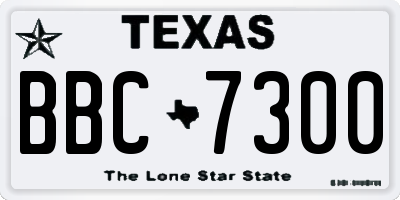 TX license plate BBC7300