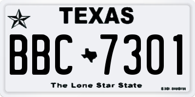 TX license plate BBC7301