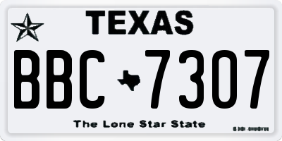 TX license plate BBC7307