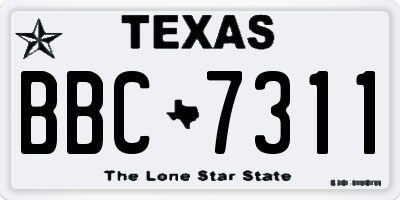 TX license plate BBC7311