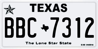 TX license plate BBC7312