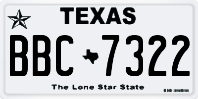 TX license plate BBC7322