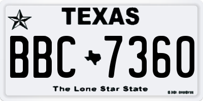 TX license plate BBC7360