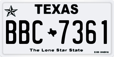 TX license plate BBC7361