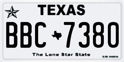 TX license plate BBC7380