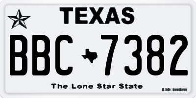 TX license plate BBC7382