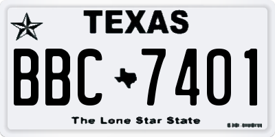 TX license plate BBC7401