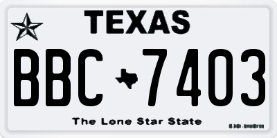 TX license plate BBC7403