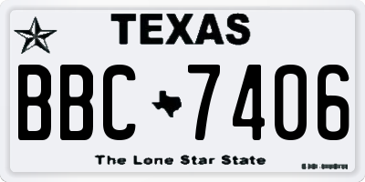 TX license plate BBC7406