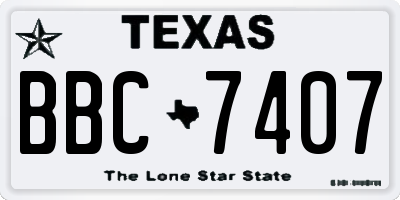 TX license plate BBC7407