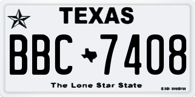 TX license plate BBC7408