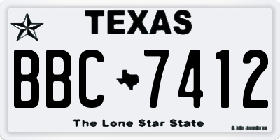 TX license plate BBC7412