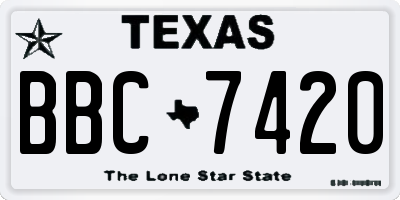 TX license plate BBC7420