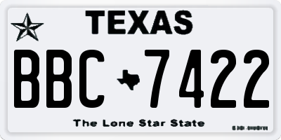 TX license plate BBC7422