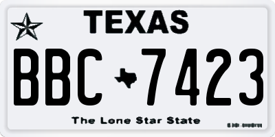TX license plate BBC7423