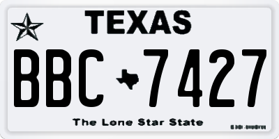 TX license plate BBC7427