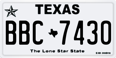 TX license plate BBC7430