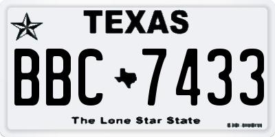 TX license plate BBC7433