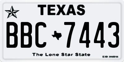 TX license plate BBC7443