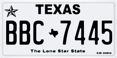 TX license plate BBC7445