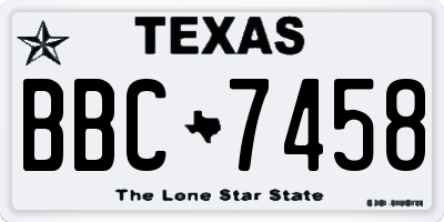 TX license plate BBC7458