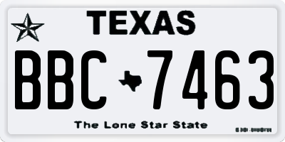 TX license plate BBC7463
