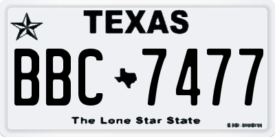 TX license plate BBC7477