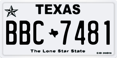 TX license plate BBC7481