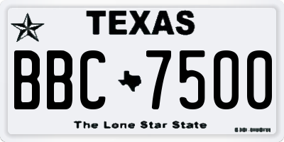 TX license plate BBC7500
