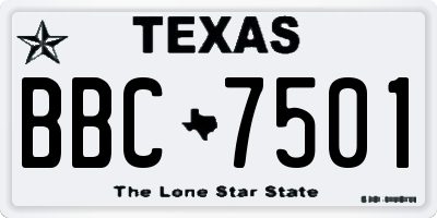 TX license plate BBC7501