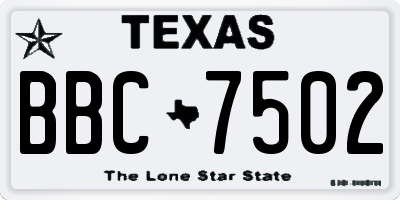 TX license plate BBC7502