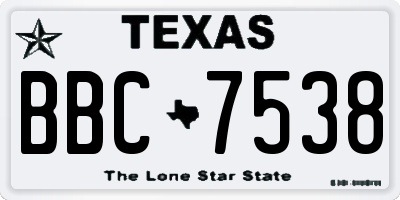 TX license plate BBC7538