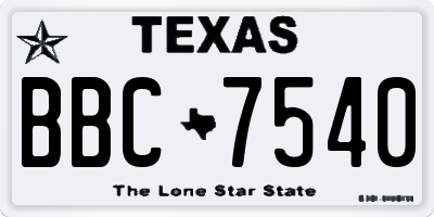 TX license plate BBC7540