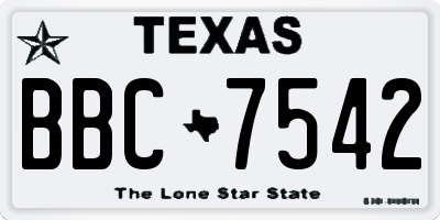 TX license plate BBC7542