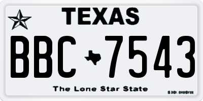 TX license plate BBC7543