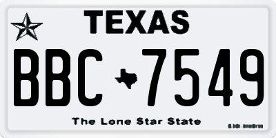 TX license plate BBC7549