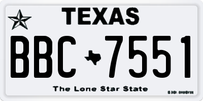 TX license plate BBC7551