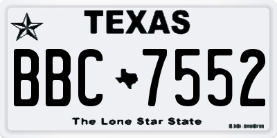 TX license plate BBC7552