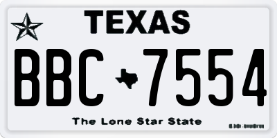 TX license plate BBC7554