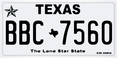 TX license plate BBC7560