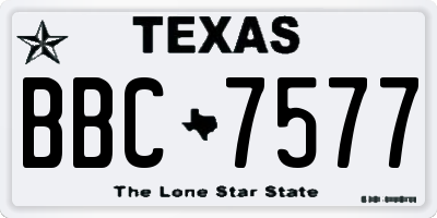 TX license plate BBC7577