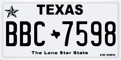 TX license plate BBC7598