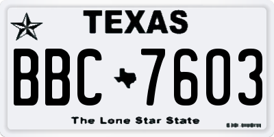 TX license plate BBC7603