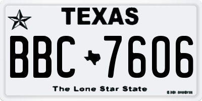 TX license plate BBC7606