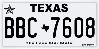 TX license plate BBC7608