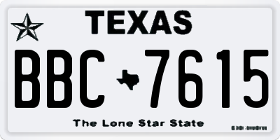 TX license plate BBC7615